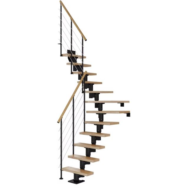 Portaat Dolle Dublin Style 6 -kaide lakattu tammi musta L-malli eri kokoja