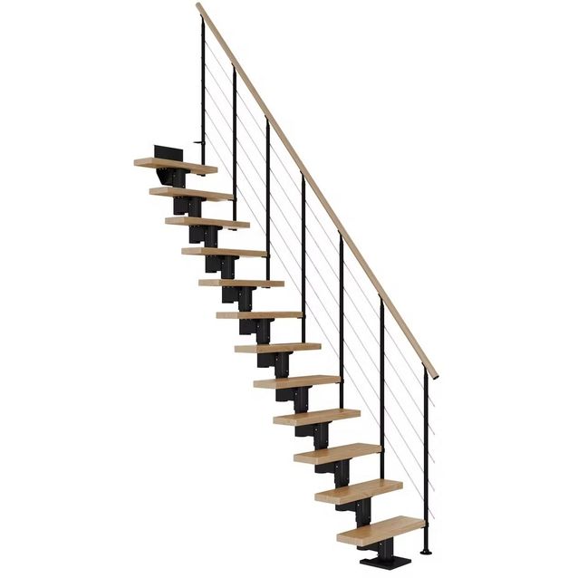 Portaat Dolle Dublin Style 6 -kaide lakattu tammi musta suora eri kokoja