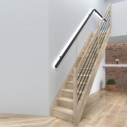 Portaat Dolle Helsinki suora tammi kaide mustilla alumiinijohteilla umpinainen malli