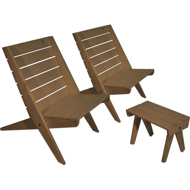 Kalusteryhmä EcoFurn Granny, 2 tuolia + pöytä, mänty