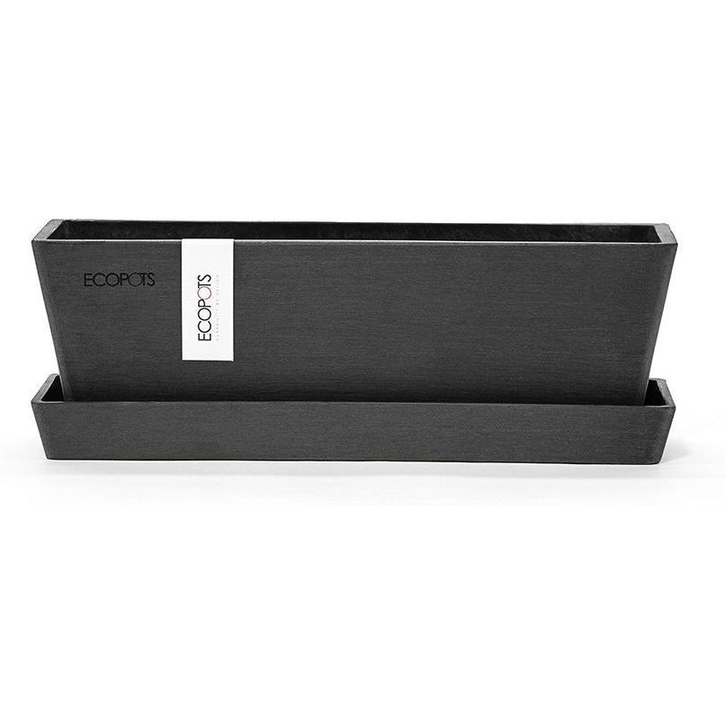 Kukkaruukku aluslautasella Ecopots Bruge 25cm tummanharmaa