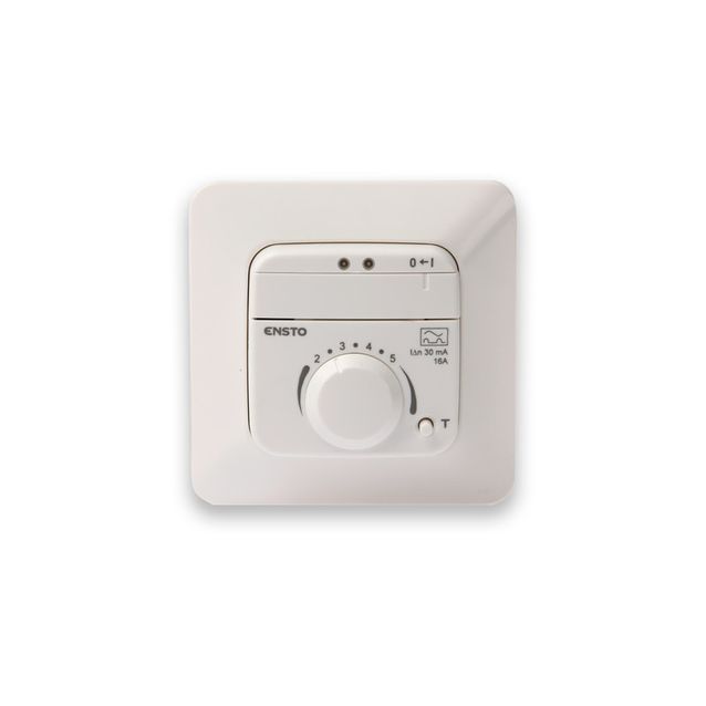 Lattiatermostaatti Ensto ECO10BTW-J, vikavirtasuojalla, 10A, IP31, U, VVS, valkoinen