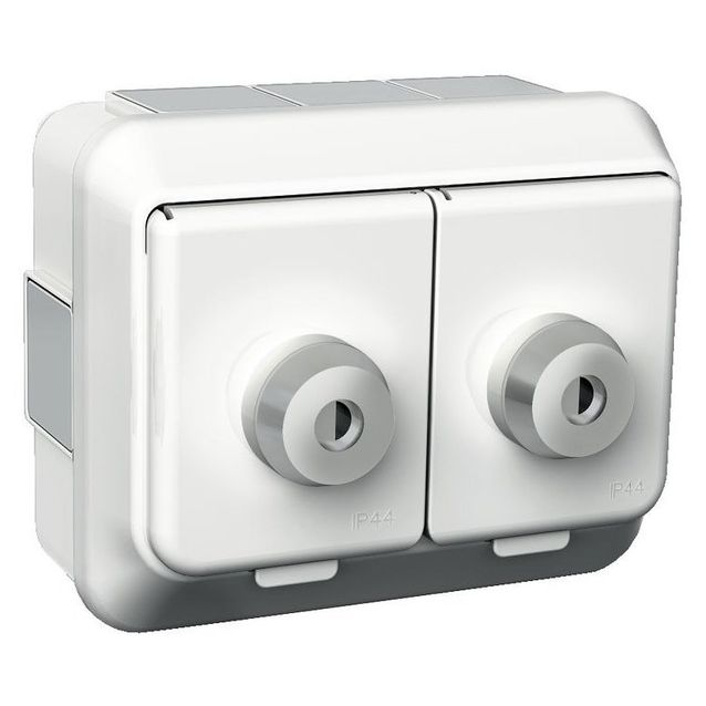 Exxactin valkoinen lukittava 2S/16A/IP44 PPJ 2X -pistorasia 2400447