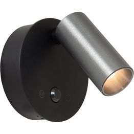 Seinäspotti Lucide Toni, Ø8.1cm, IP20, 2W, liiketunnistin, harmaa