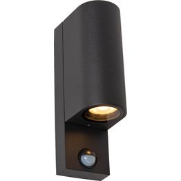 Seinäspotti Lucide Zaro Ir, 10.4x7x23cm, IP65, pyöreä, musta