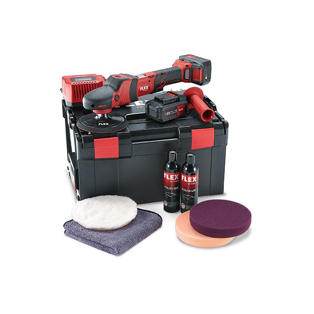 Suoravetoinen kiillotuskone Flex PE 150 18.0-EC/5.0 P-Set, Ø150mm, 18V, 2x5.0Ah akuilla + L-Boxx