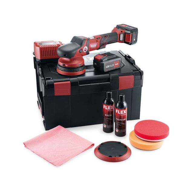 Epäkeskokiillotuskone Flex XFE 15 150 18.0-EC/5.0 P-Set, Ø150mm, 18V, 2x5.0Ah akuilla + L-Boxx