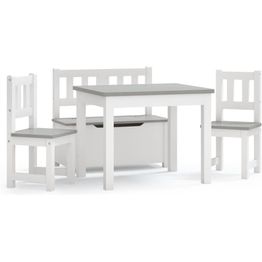 4-osainen lasten pöytä ja tuolisarja valkoinen ja harmaa MDF
