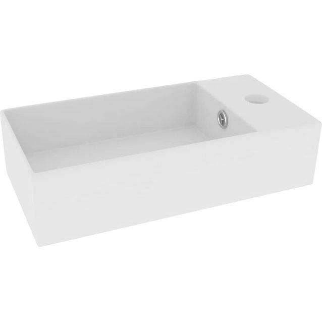 Kylpyhuoneen pesuallas ylivuodolla, keraaminen, matta valkoinen