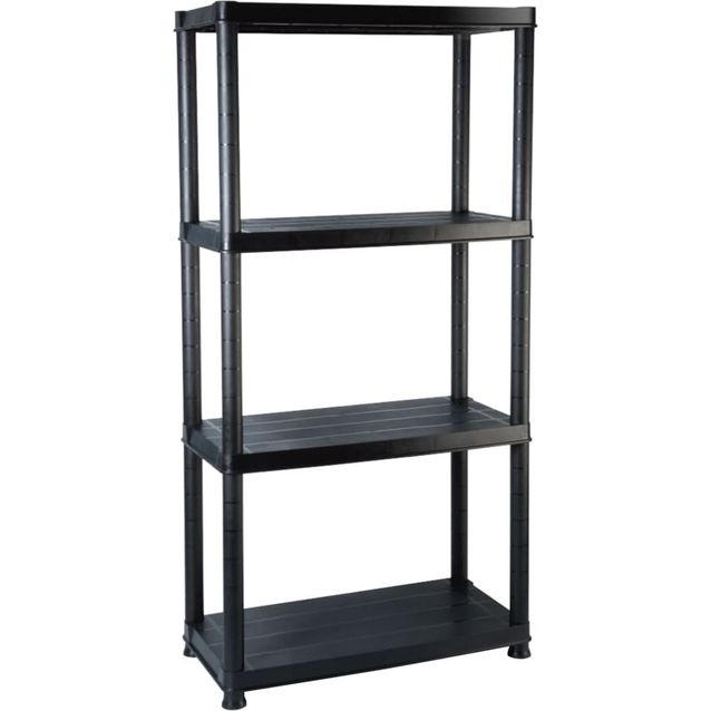 Varastohylly 4-tasoinen, musta, 61x30.5x130cm, muovi