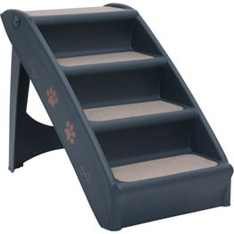 Kokoontaittuvat 4 askelman koiran portaat tummanharmaa