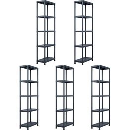 Varastohyllyt 5 kpl 125 kg muovi 60x30x180 cm musta