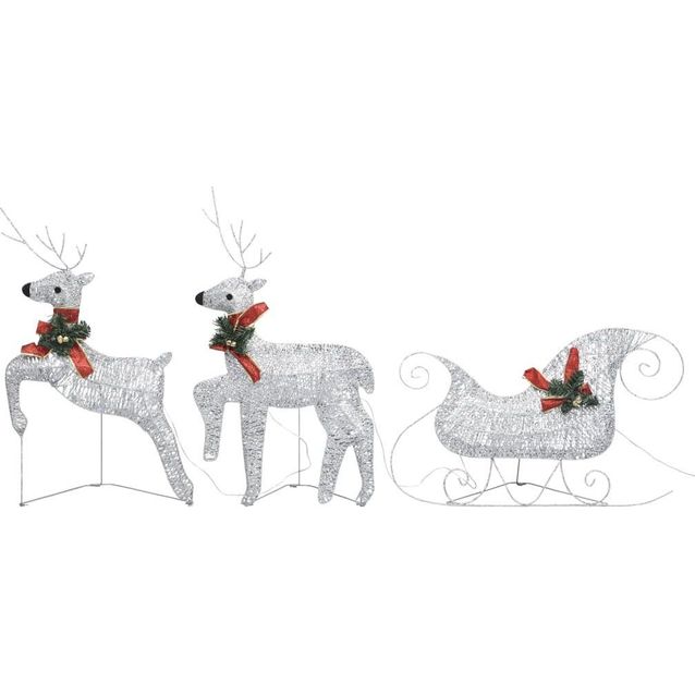 Poro ja reki joulukoriste, 60 LEDiä, ulkokäyttöön, hopea