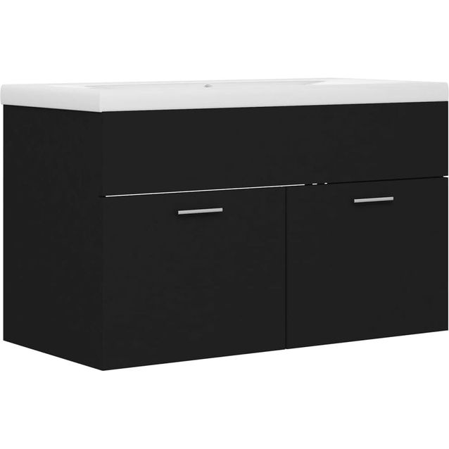 Allaskaappi sisäänrakennetulla altaalla, musta, lastulevy