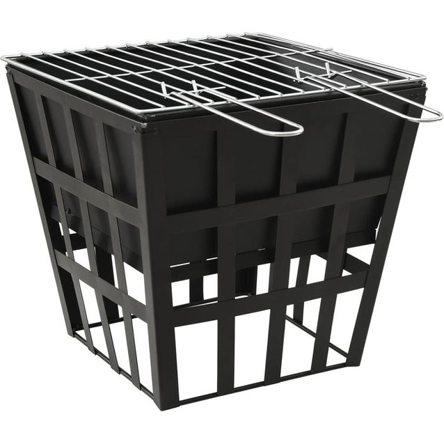 2-in-1 tulimalja/grilli, 34x34x48cm, teräs