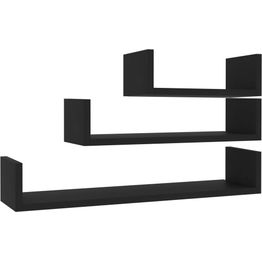 Seinähyllyt 3 kpl musta lastulevy