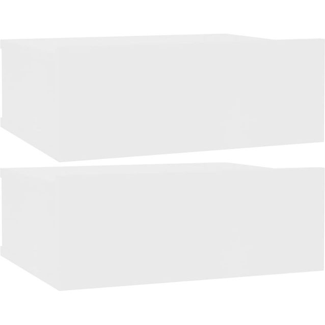 Kelluvat yöpöydät, 2kpl, valkoinen 40x30x15cm, lastulevy