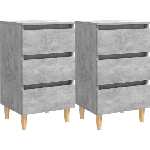 Yöpöydät täyspuiset jalat, 2kpl, betoninharmaa, 40x35x69cm