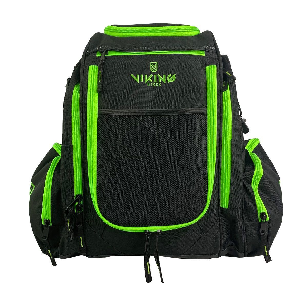 Frisbeegolfreppu Viking Discs Rucksack Pro yli 20 kiekolle musta/limenvihreä