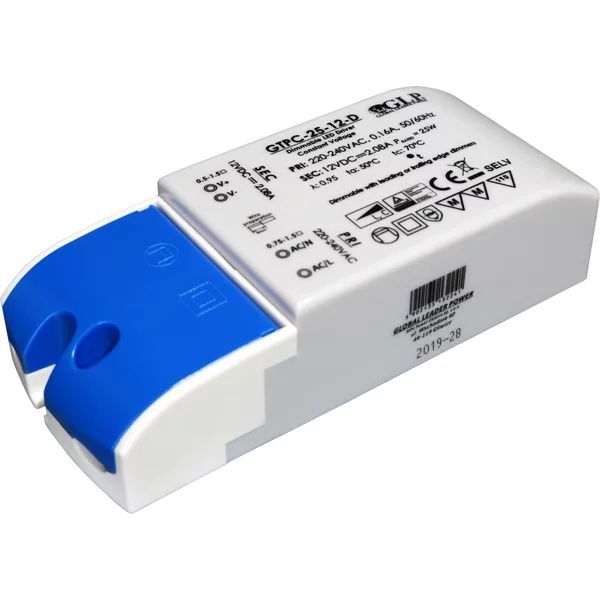 LED-liitäntälaite GLP Triac-himmennettävä, 25W 12V 0.12-2.08A IP20