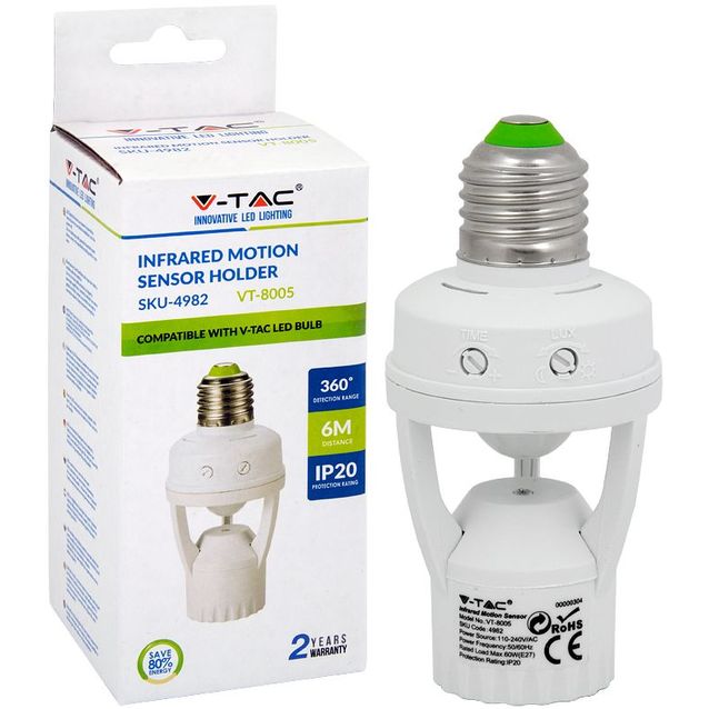 Hämäräkytkin V-TAC liiketunnistimella E27-kannalla