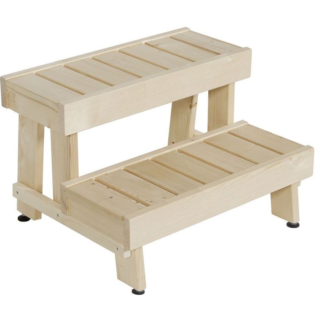 Kaksiaskelmapenkki Hermanni, 1090mm, puuvalmis, kuusi