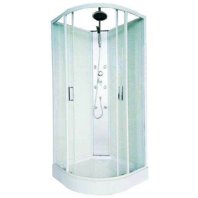 Hierova suihkukaappi Harma White Onyx 85x85x225 cm valkoinen profiili kirkas lasi