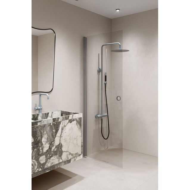 Suihkuovi Hietakari Forma 302, harmaa profiili, kirkas lasi, eri kokoja