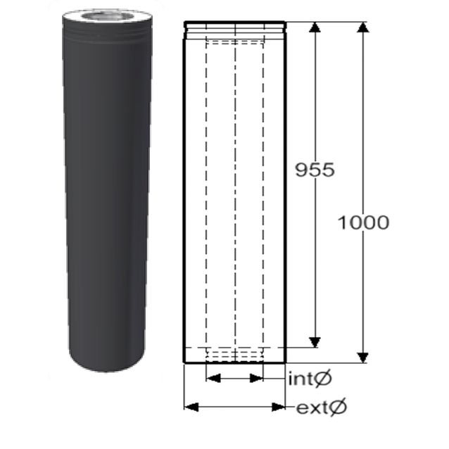 Hormijakso Schiedel Permeter Smooth 150mm, musta, 1000mm