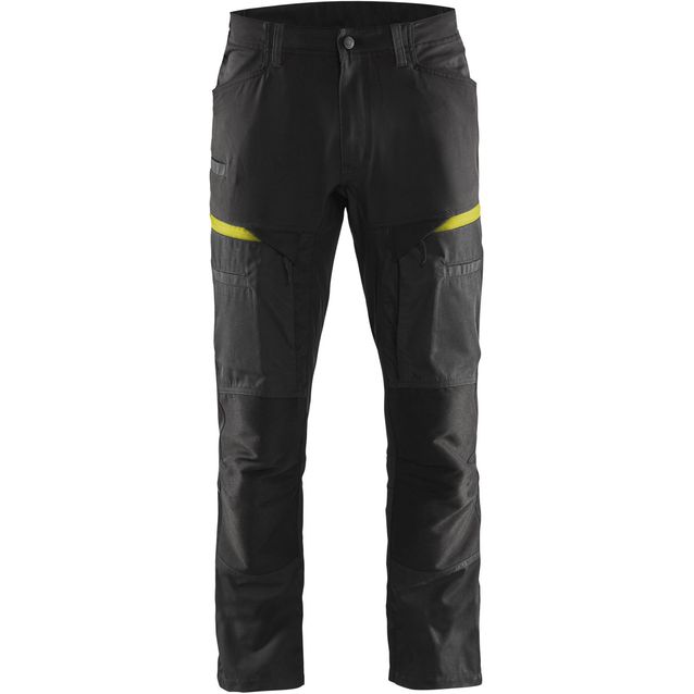 Housut Blåkläder 1456, stretch, musta/huomio keltainen