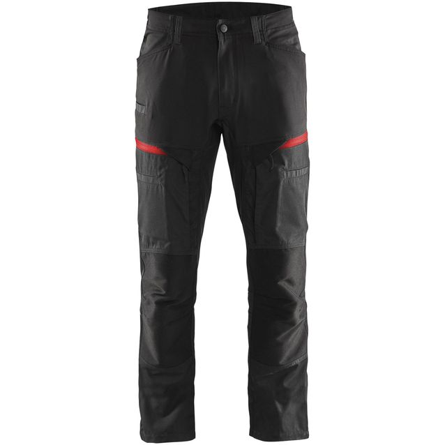 Housut Blåkläder 1456, stretch, musta/punainen