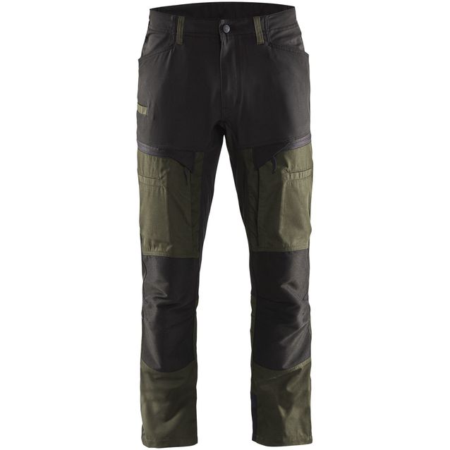 Housut Blåkläder 1456, stretch, tumma oliivinvihreä/musta