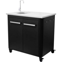 Ulkokeittiö lavuaarilla ja hanalla Cozze, 90x60x90cm, rosteritaso, musta