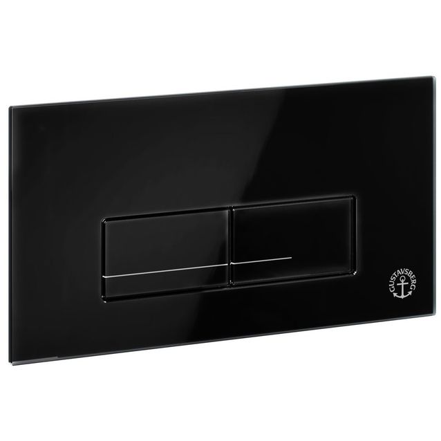 Seinä-WC:n huuhtelupainike Gustavsberg Trimont XT, suorakulmainen, musta lasi