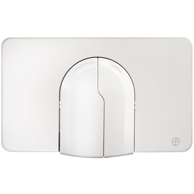 Seinä-WC:n huuhtelupainike Gustavsberg Triomont Duo, sisäänrakennettu huuhtelusäiliö, vanha versio, valkoinen