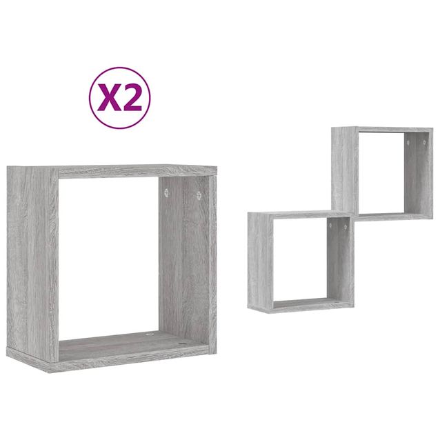 Hyllysarja Wall Cube 2 kpl Harmaa Sonoma 30x15x30 cm (15882)