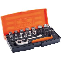 Hylsyavainsarja Bahco SL25, 1/4", lyhyet, 25 osaa