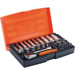 Hylsyavainsarja Bahco SL25L, 1/4", pitkät ja lyhyet, 25 osaa