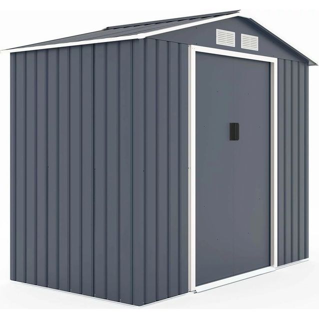 Pihavarasto Fornorth, sokkelilla, harmaa, eri kokoja