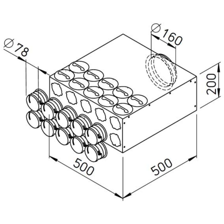 Blue Sky ilmanjakolaatikko 10 lähtöä/ 160 mm 200