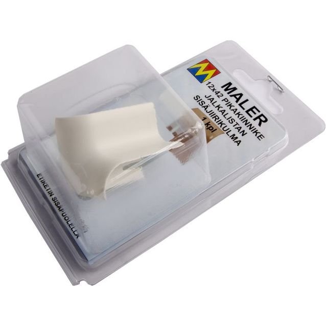 Jalkalistan sisäjiirikulma Maler R10, 12x42mm, valkoinen