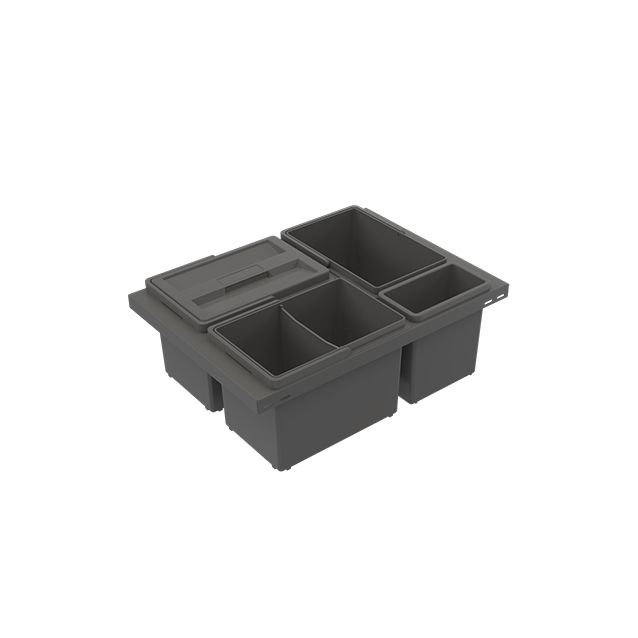 Jätelajittelujärjestelmä IMA Cube Basic Low M60 3x8L + 3L tummanharmaa