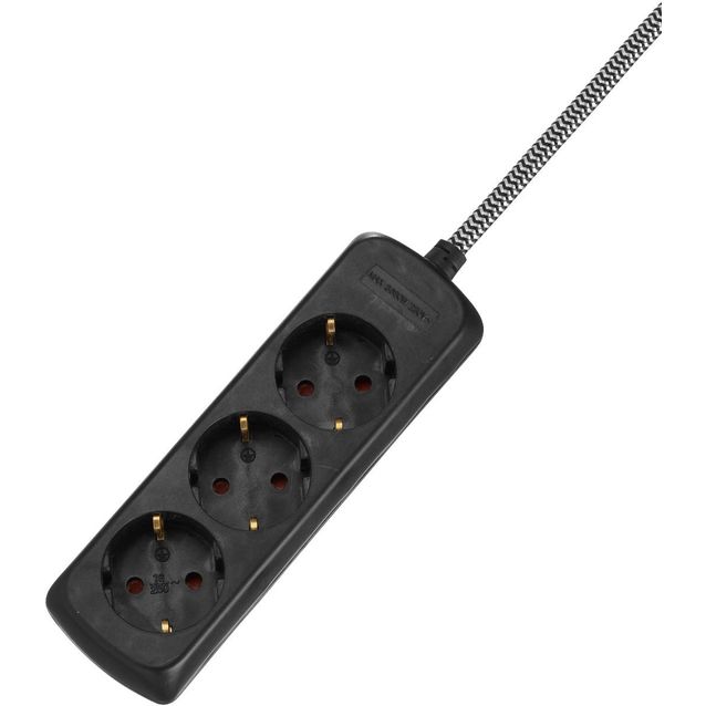 Jatkojohto PR Home 3-osainen 2 m musta/mustavalkoinen