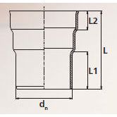Jatkoyhde valurauta/PVC 200X200 mittakuva