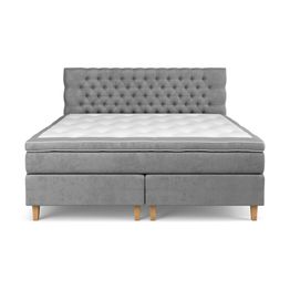 Jenkkisänky Estelle, 210x210 cm, sametti, harmaa (43417)