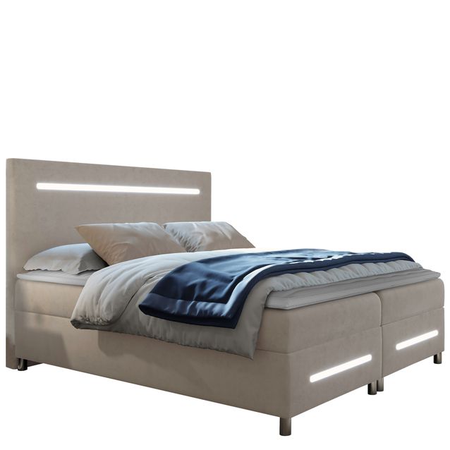 Jenkkisänky ENTER LED 140x200 + sijauspatja, beige (6425)