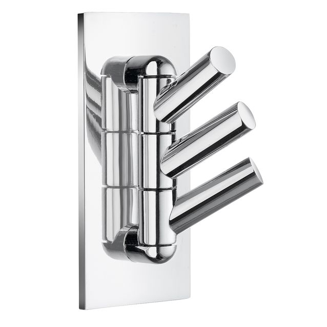 Kääntyvä kolmoiskoukku Beslagsboden BK1033 tarrakiinnitteinen kromi