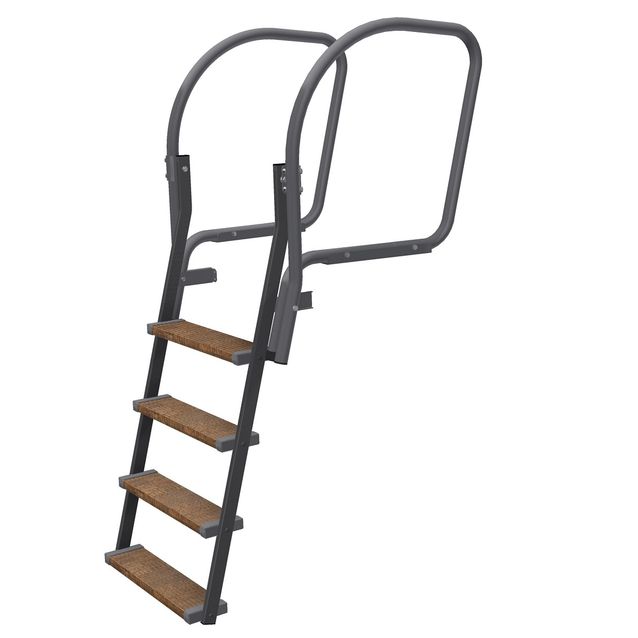 Kääntyvä laituritikas Markki 4-askelmaa tummanharmaa