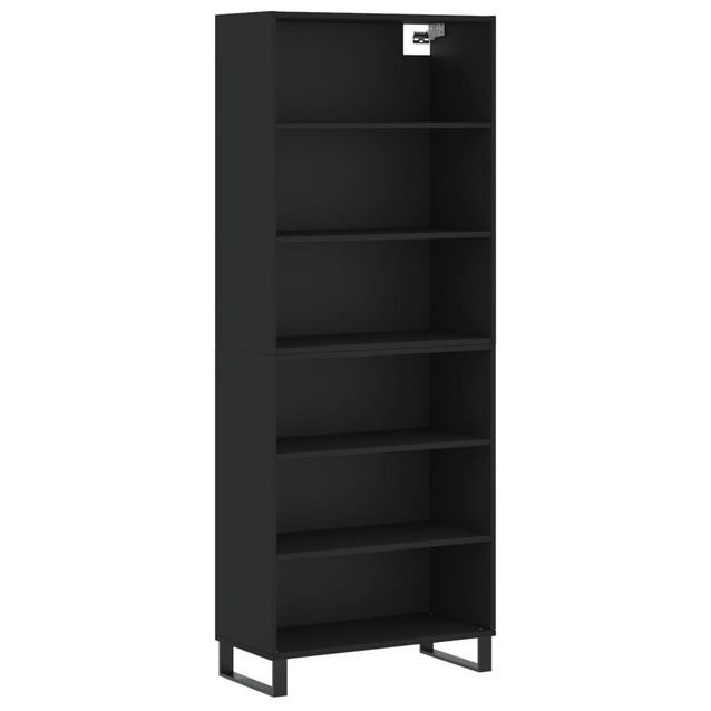 Kaappi musta 69,5x32,5x180 cm tekninen puu (89598)