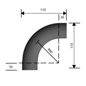 Kaideosa ruostumaton teräs Ø40 mm kulma 90° hiottu grid 220